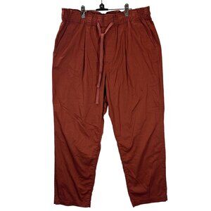 NWT Loft Womens Poplin Warm Rust Drawstring Paperbag Jogger Pants Large Cotton